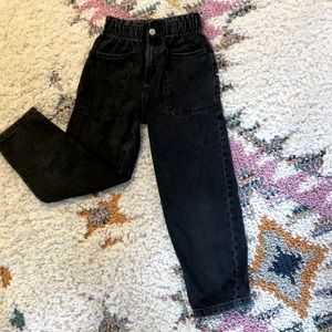Zara Kids Black Acid Washed High Wasted Paper bag Jeans Size:10